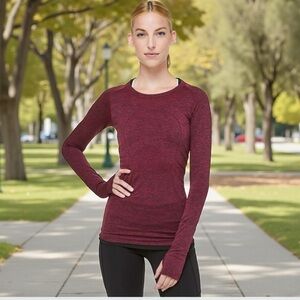Lululemon Swiftly Tech Long Sleeve Crew in Ruby / Black Sz 4